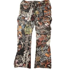 Rockstar Original Jeans Mens Grafitt-Style Flare Urban Hip-Hop Fringe Denim